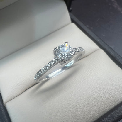 Anillo de Compromiso Oro Blanco 14k con Diamantes Naturales 0.35ct