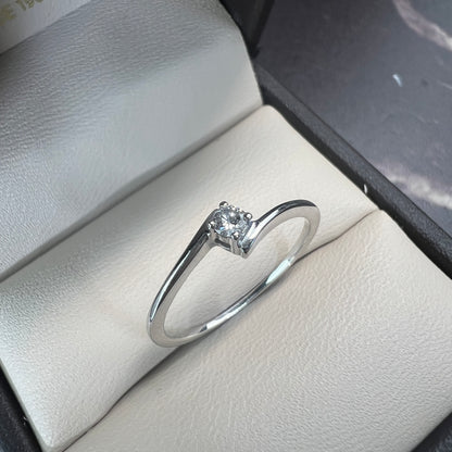 Anillo de Compromiso Oro Blanco 14k con Diamante Natural de 0.07ct