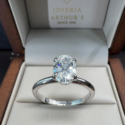 Anillo de Compromiso Oro Blanco 14k con Diamante de Laboratorio Oval 1.50ct Certificado IGI