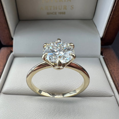 Anillo de Compromiso Oro Amarillo 14k con Diamante de Laboratorio Brillante 2.00ct Certificado IGI