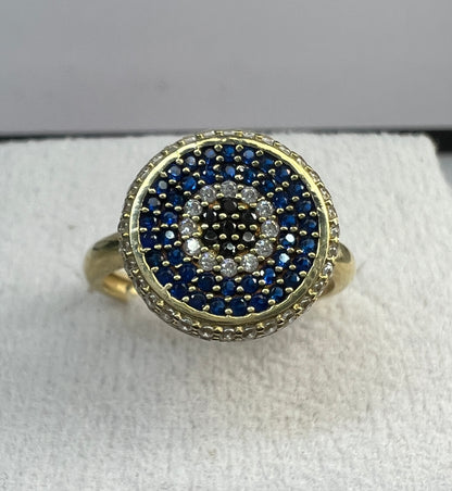 Anillo Ojo Turco de Oro Sólido 10kt