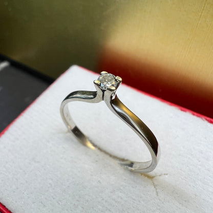 Anillo de Compromiso Oro Blanco 14k con Diamante Natural 0.10ct