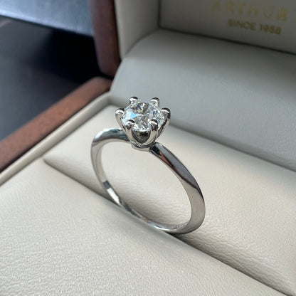 Anillo de Compromiso Oro Blanco de 14k con Diamante Natural Brillante 0.50ct Certificado GIA