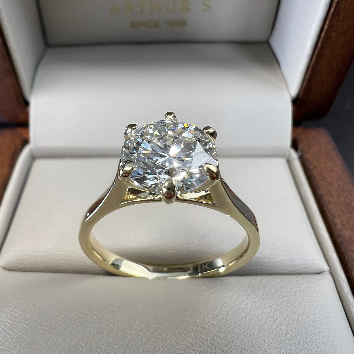 Anillo de Compromiso Oro Amarillo 14k Diamante de Laboratorio Brillante 2.00ct Certificado IGI