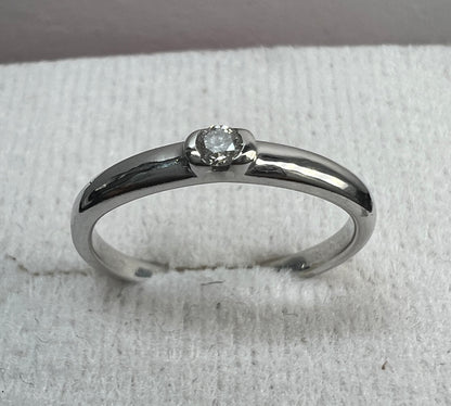 Anillo de Compromiso Oro Blanco con Diamante Natural 0.05ct