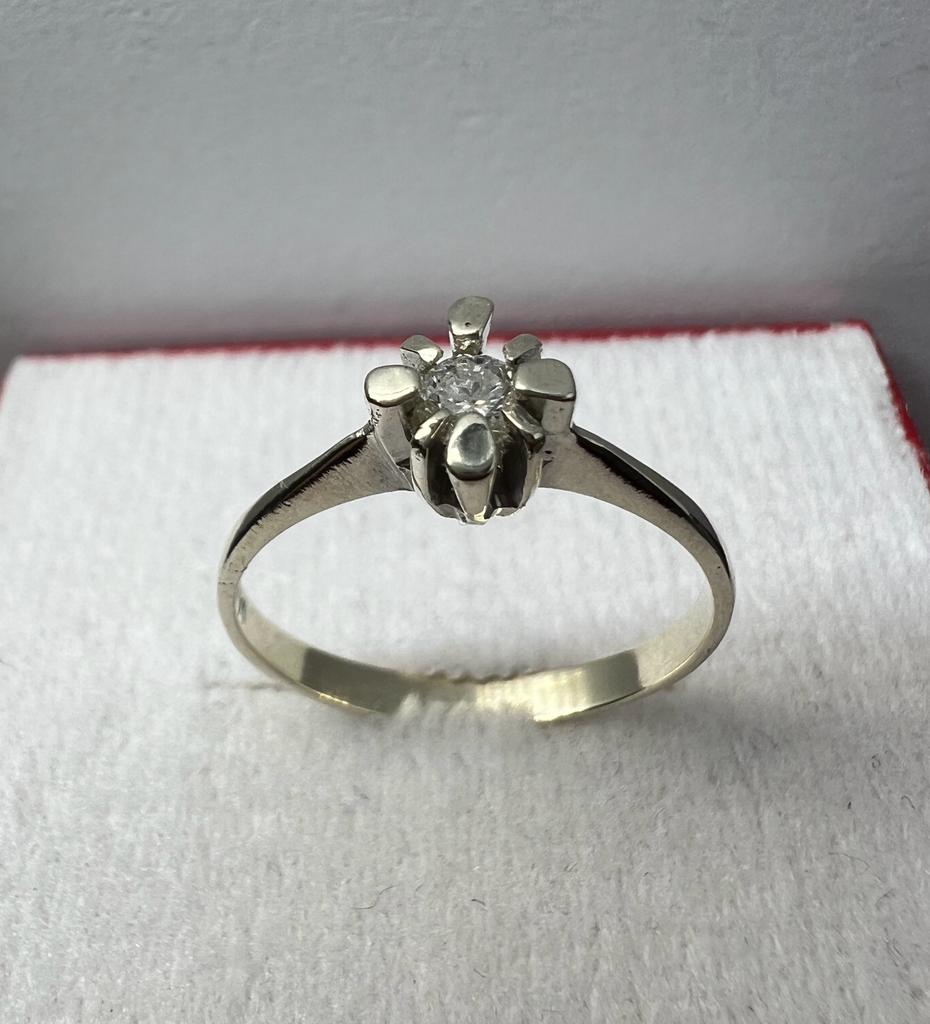 Anillo de Compromiso Oro Blanco con Diamante Natural 0.10ct