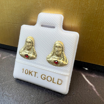 Broqueles Sagrado Corazón de Jesus Oro Sólido 10kt