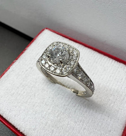 Anillo de Compromiso Oro Blanco con Diamantes Naturales 1.26ct