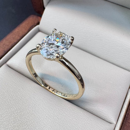 Anillo de Compromiso Oro Amarillo 14k con Diamante de Laboratorio Oval 1.50ct Certificado IGI