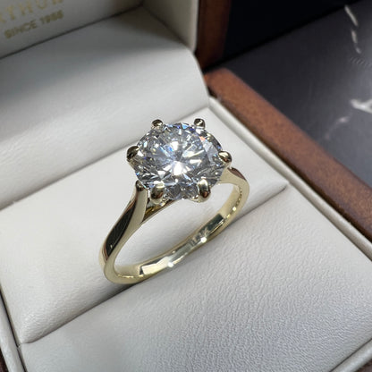 Anillo de Compromiso Oro Amarillo 14k Diamante de Laboratorio Brillante 2.00ct Certificado IGI