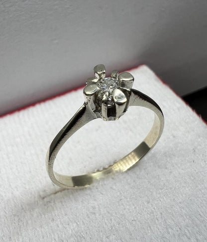 Anillo de Compromiso Oro Blanco con Diamante Natural 0.10ct