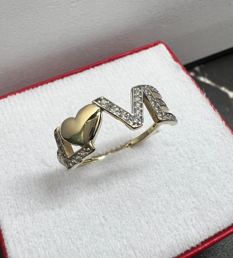 Anillo Love Oro Amarillo 10kt con zirconias