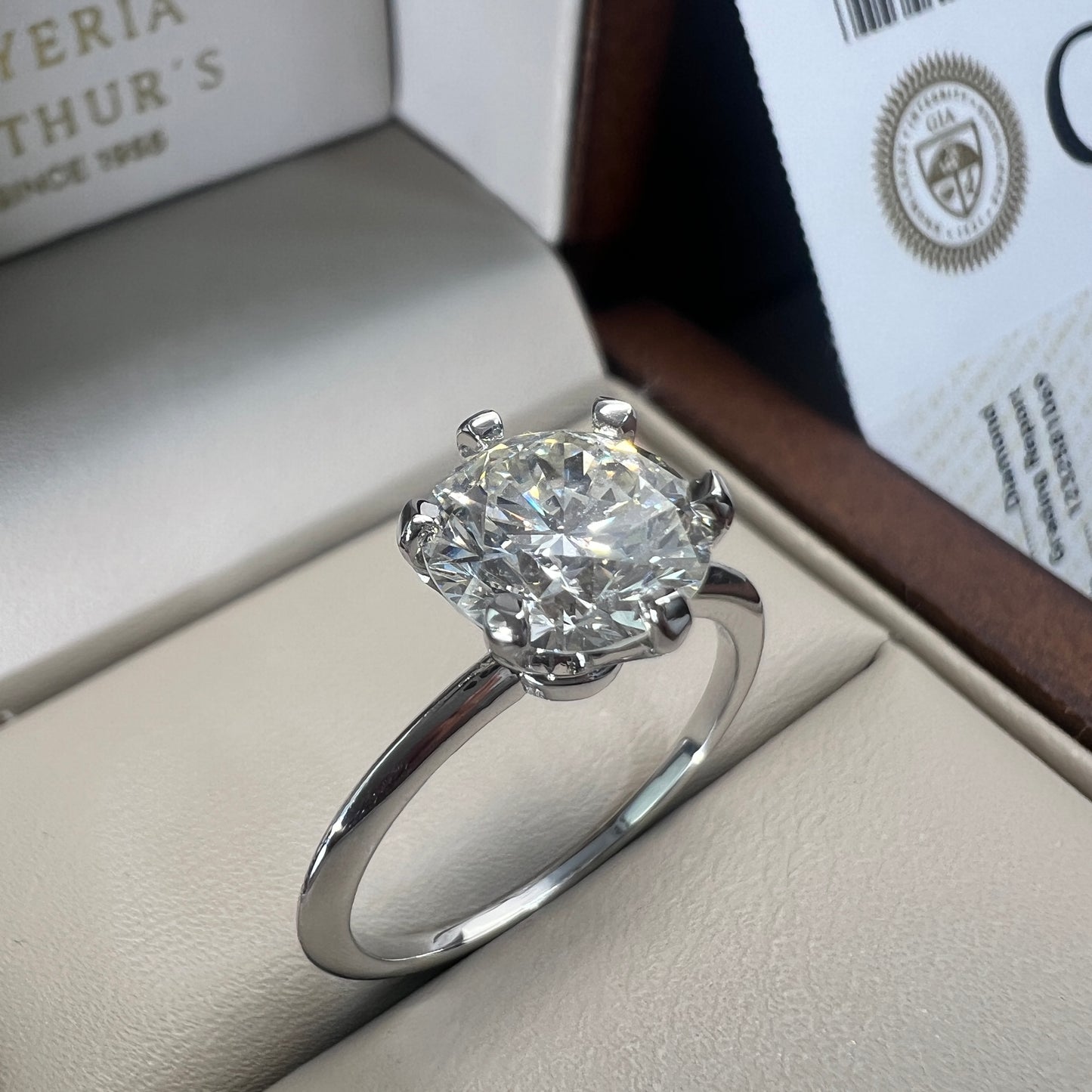 Anillo de Compromiso Oro Blanco 14k con Diamante Natural Certificado GIA 1.97ct
