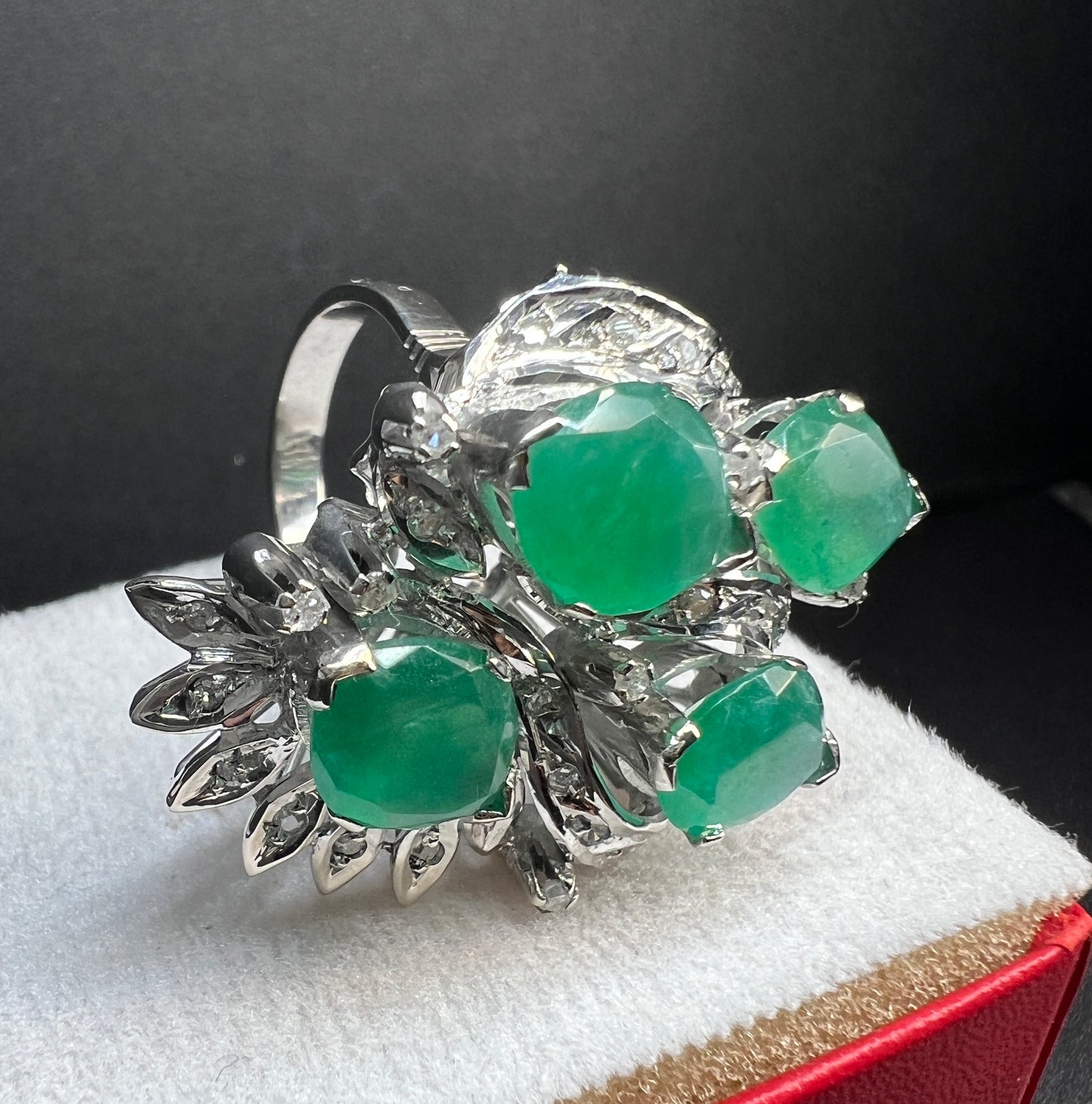 Anillo Plata Paladio con Cuarcitas y Diamantes Naturales 0.62ct