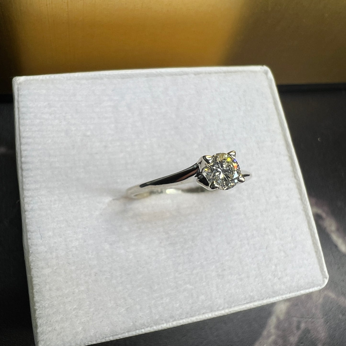 Anillo de Compromiso Oro Blanco con Diamante Natural 0.30ct