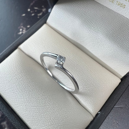 Anillo de Compromiso Oro Blanco 14k con Diamante Natural de 0.07ct