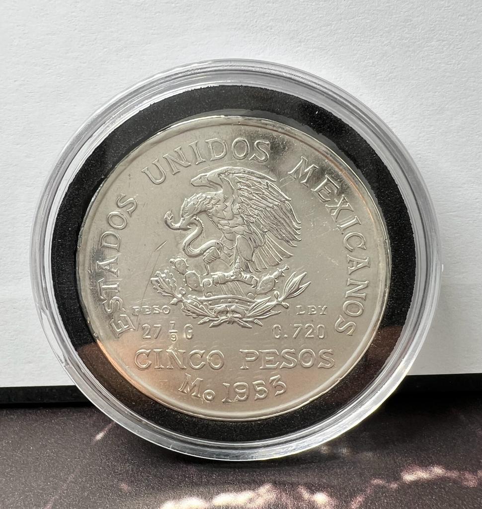 Moneda 5 pesos Año de Hidalgo 1953