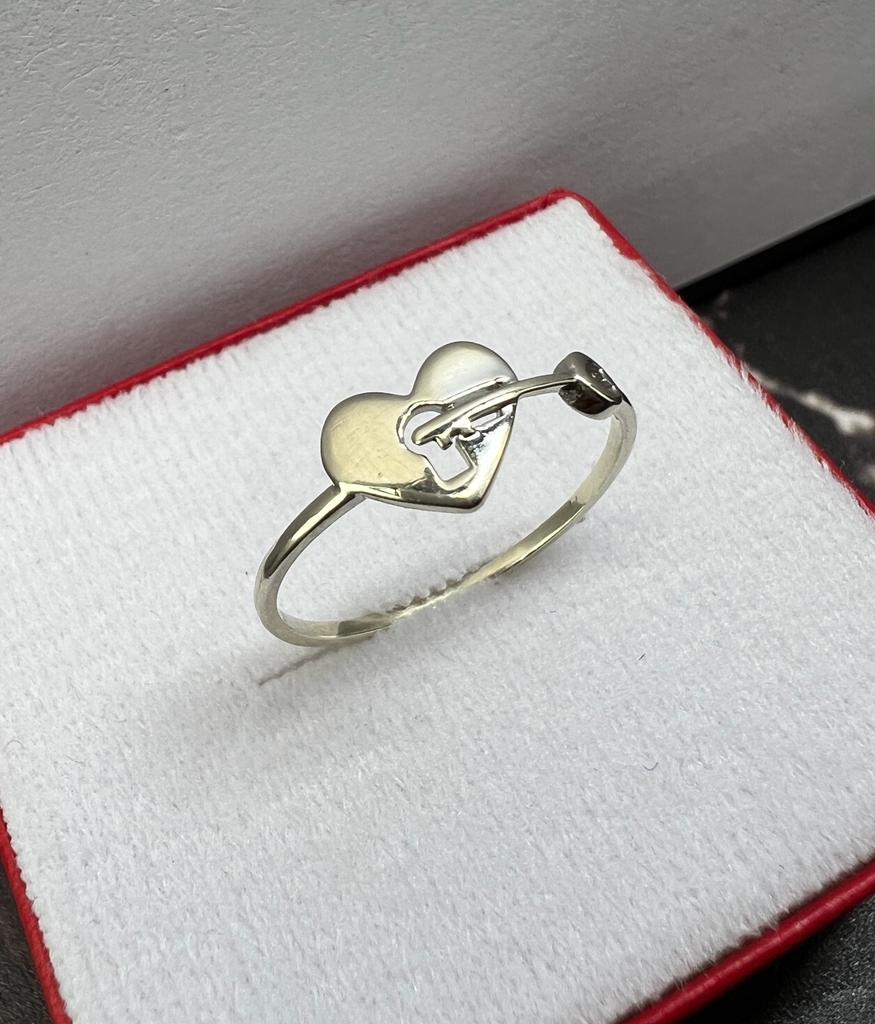 Anillo Corazón con Llave Oro Blanco 10kt