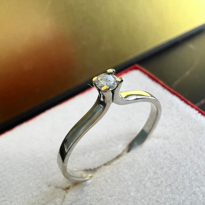 Anillo de Compromiso Oro Blanco 14k con Diamante Natural 0.10ct