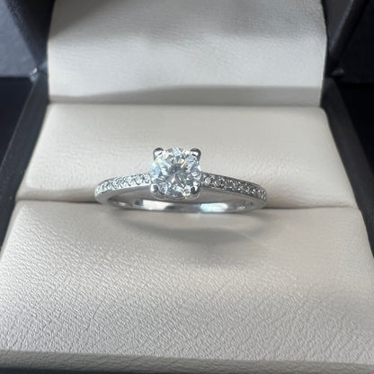 Anillo de Compromiso Oro Blanco 14k con Diamantes Naturales 0.35ct