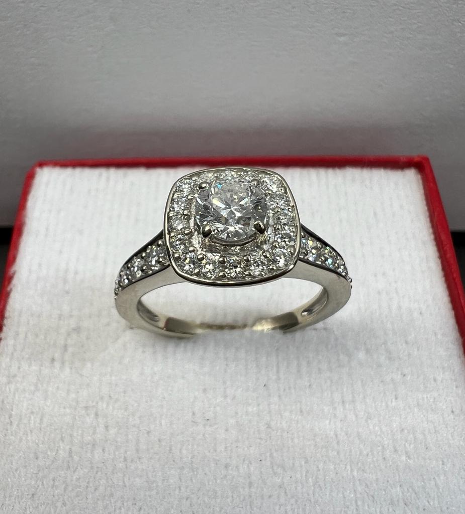 Anillo de Compromiso Oro Blanco con Diamantes Naturales 1.26ct