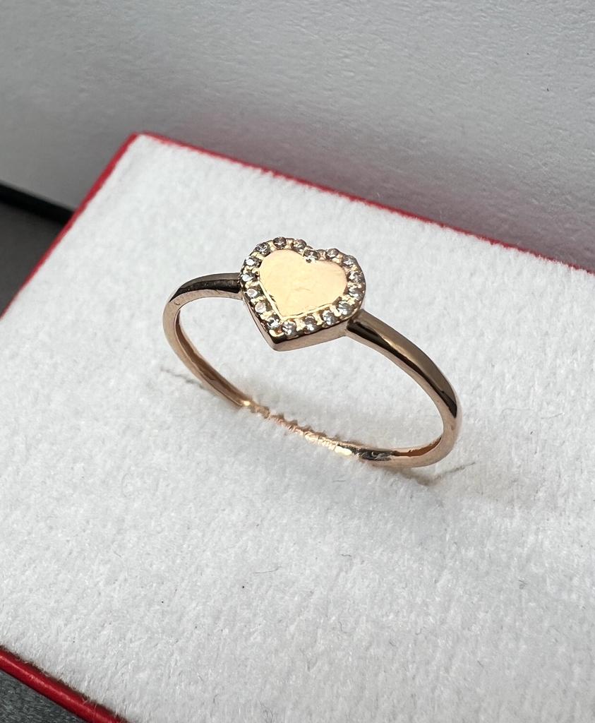 Anillo Corazón Oro Rosa 10kt