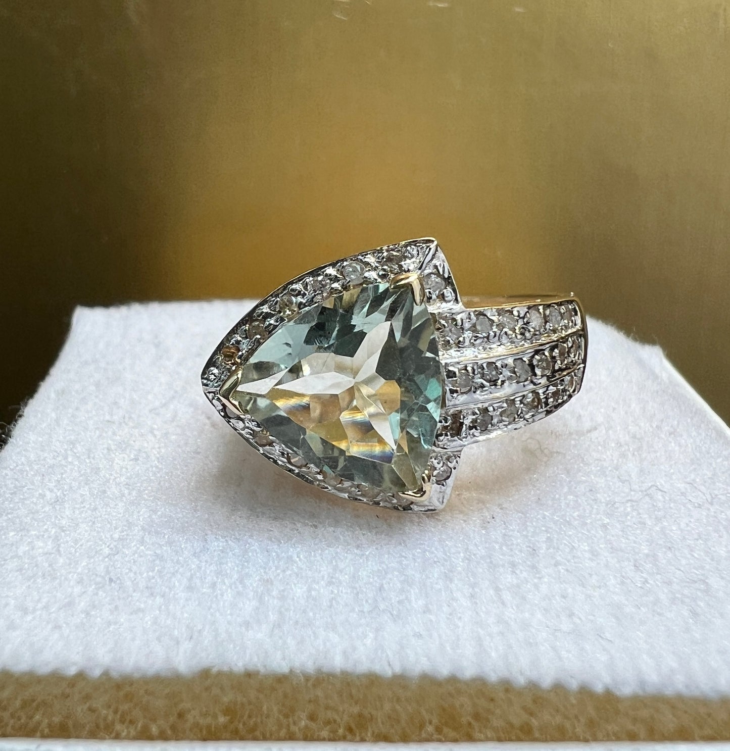 Anillo Oro con Aguamarina y Diamantes Naturales 0.64ct