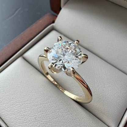 Anillo de Compromiso Oro Amarillo 14 con Diamante de Laboratorio Brillante 2.00ct Certificado IGI