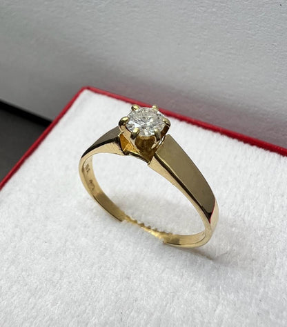 Anillo de Compromiso Oro Amarillo con Diamante Natural 0.20ct