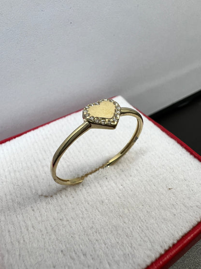 Anillo Corazón Oro Amarillo 10kt con Zirconias