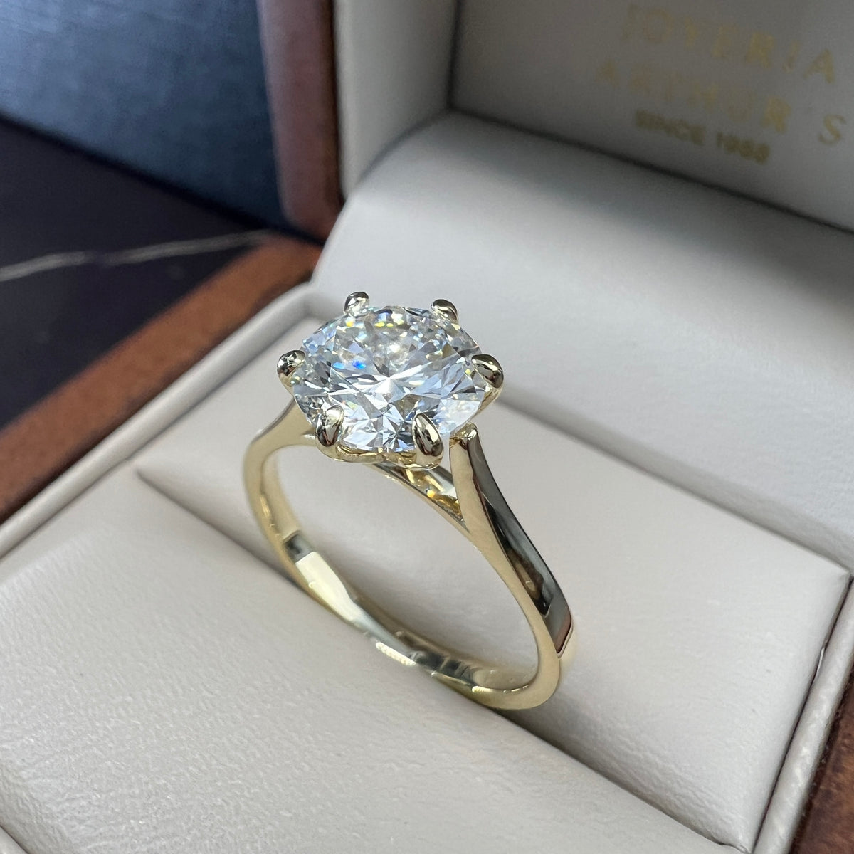 Anillo de Compromiso Oro Amarillo 14k Diamante de Laboratorio Brillante 2.00ct Certificado IGI