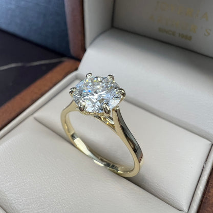 Anillo de Compromiso Oro Amarillo 14k Diamante de Laboratorio Brillante 2.00ct Certificado IGI