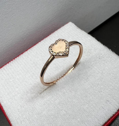 Anillo Corazón Oro Rosa 10kt