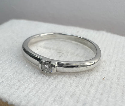 Anillo de Compromiso Oro Blanco con Diamante Natural 0.05ct