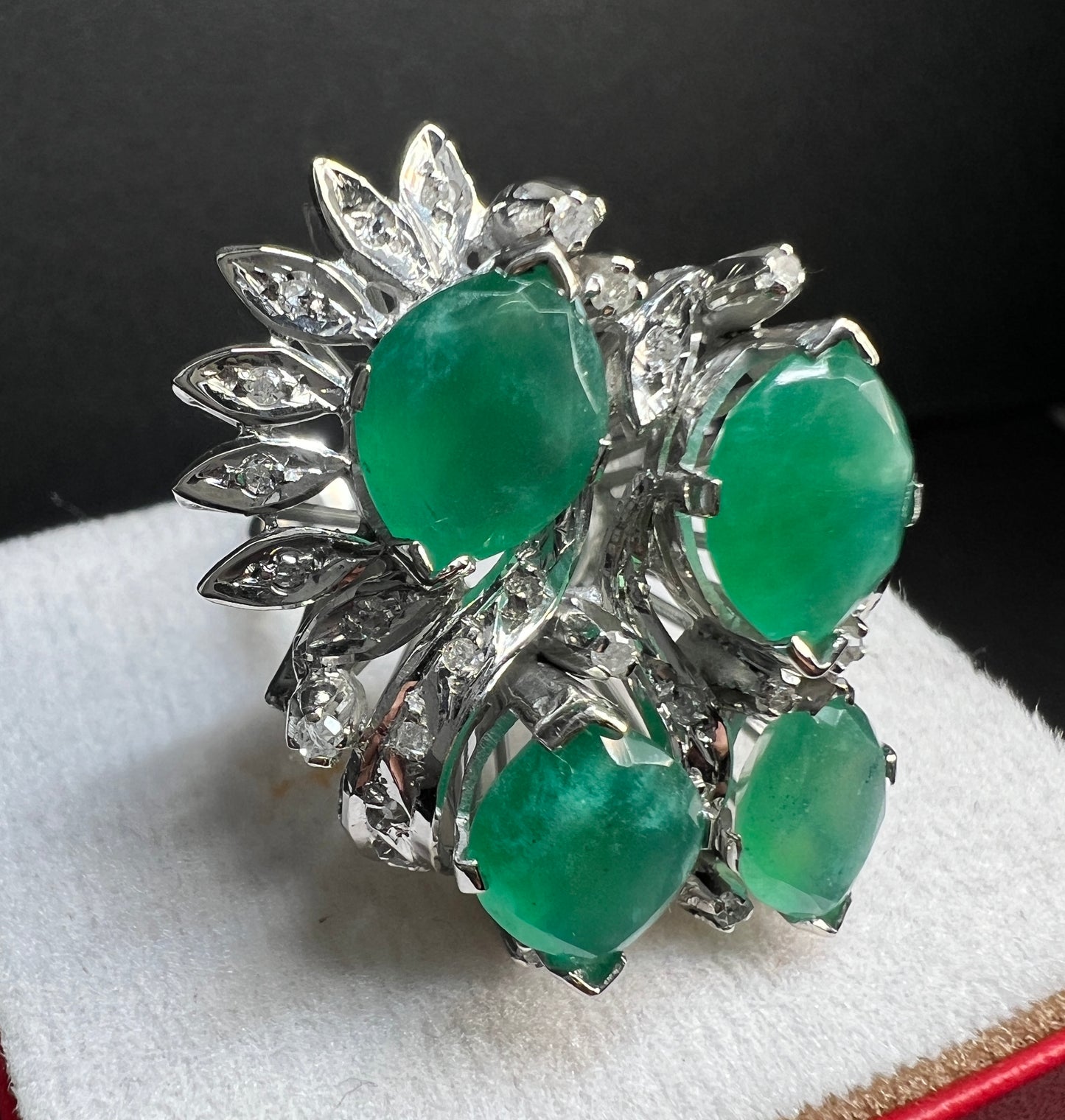 Anillo Plata Paladio con Cuarcitas y Diamantes Naturales 0.62ct