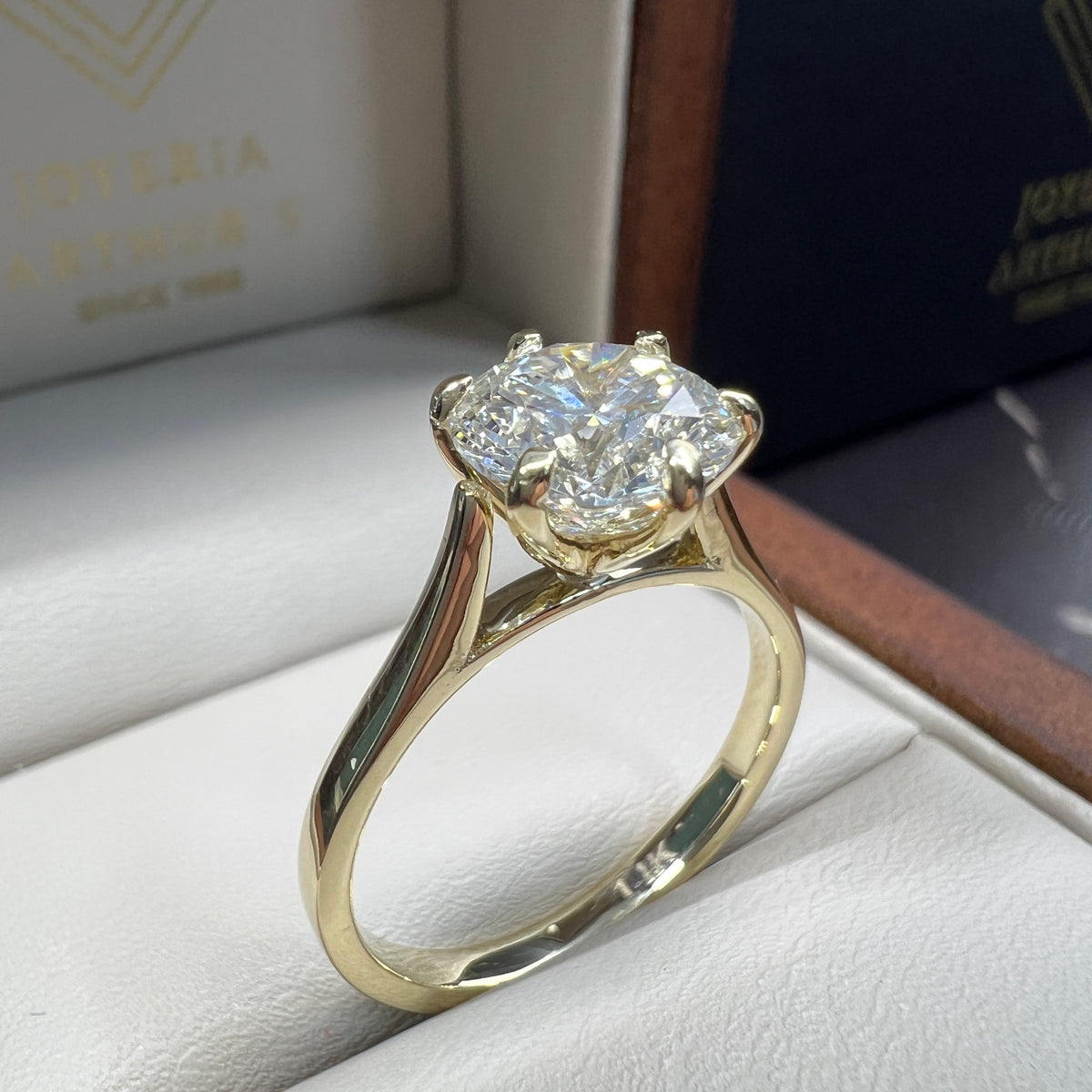 Anillo de Compromiso Oro Amarillo 14k Diamante de Laboratorio Brillante 2.00ct Certificado IGI