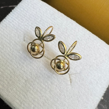 Aretes Oro Sólido 10kt con Zirconias