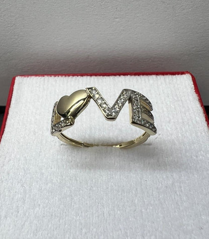 Anillo Love Oro Amarillo 10kt con zirconias