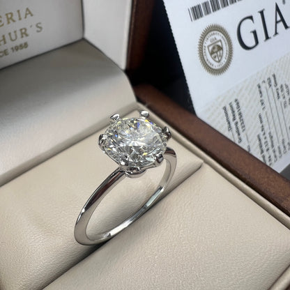 Anillo de Compromiso Oro Blanco 14k con Diamante Natural Certificado GIA 1.97ct
