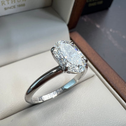 Anillo de Compromiso Oro Blanco 14k con Diamante de Laboratorio Oval 1.50ct Certificado IGI