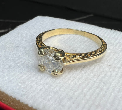 Anillo de Compromiso Oro Amarillo con Diamante Natural 0.85ct