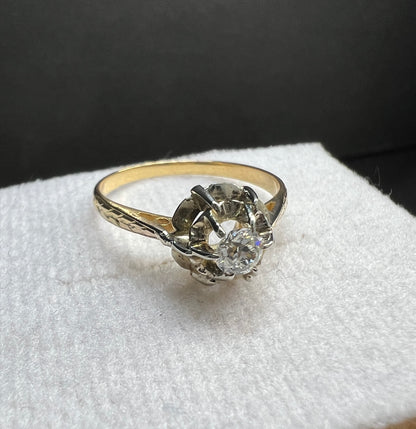 Anillo de Compromiso Oro Amarillo y Blanco con Diamante Natural 0.20ct