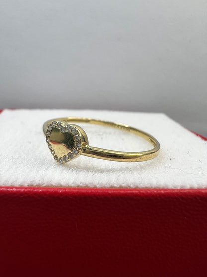 Anillo Corazón Oro Amarillo 10kt con Zirconias