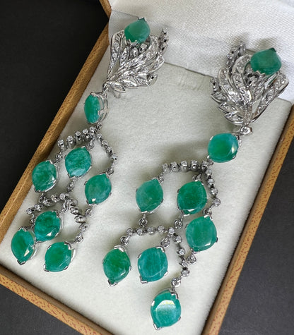 Aretes Plata Paladio Cuarcitas con Diamantes Naturales 0.86ct Certificado GIA