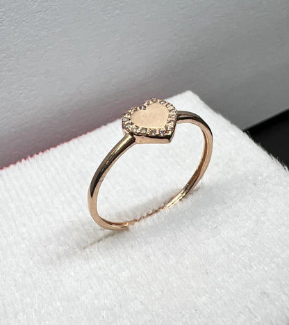 Anillo Corazón Oro Rosa 10kt