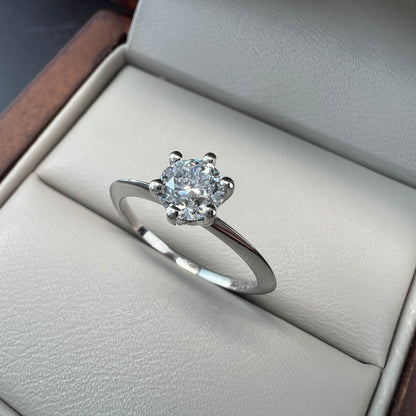 Anillo de Compromiso Oro Blanco de 14k con Diamante Natural Brillante 0.50ct Certificado GIA