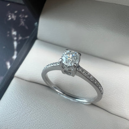 Anillo de Compromiso Oro Blanco 14k con Diamantes Naturales 0.35ct