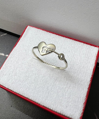 Anillo Corazón con Llave Oro Blanco 10kt