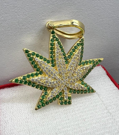 Dije Cannabis Oro Sólido 10kt con Zirconia