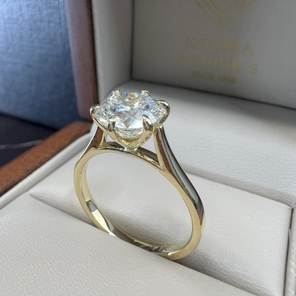 Anillo de Compromiso Oro Amarillo 14k Diamante de Laboratorio Brillante 2.00ct Certificado IGI
